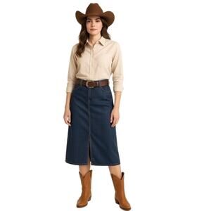 Vintage 90s Venezia‎ Jeans Dark Wash Denim Maxi Skirt Plus 18 Stretch Y2K